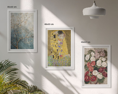 Set of 3 framed wall art pieces Flowers of the tree painting Klimt