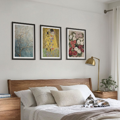 Set of 3 framed wall art pieces Flowers of the tree painting Klimt
