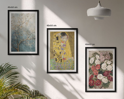 Set of 3 framed wall art pieces Flowers of the tree painting Klimt