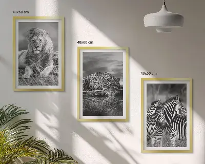 Wild animals of the savannah wall art set of 3 framed pieces