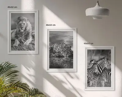 Wild animals of the savannah wall art set of 3 framed pieces