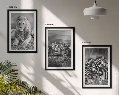 Wild animals of the savannah wall art set of 3 framed pieces
