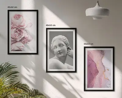 Peonies abstract woman sculpture wall art set of 3 framed pieces