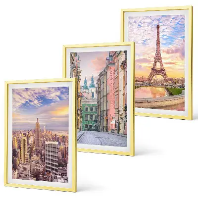 Wall art set featuring New York and Paris city twilight scenes
