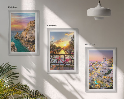 Three-piece wall art piece Seaside views sunset