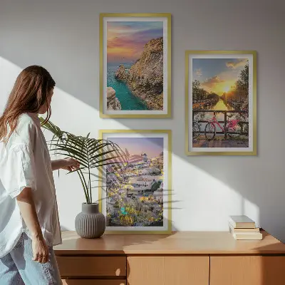Seaside sunset three-piece wall art set seaside sunset view