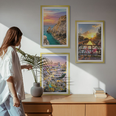 Three-piece wall art piece Seaside views sunset