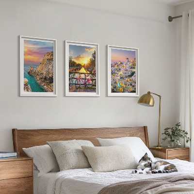 Three-piece wall art piece Seaside views sunset