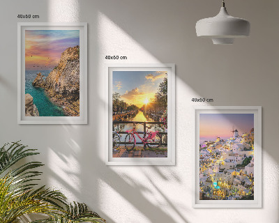Three-piece wall art piece Seaside views sunset