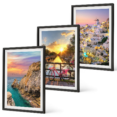 Three-piece wall art piece Seaside views sunset