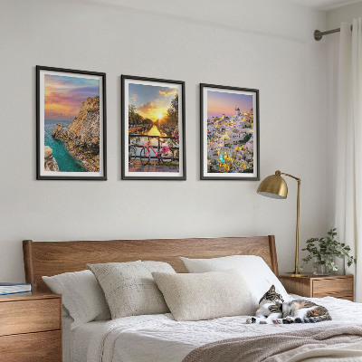 Three-piece wall art piece Seaside views sunset