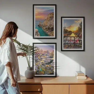 Seaside sunset three-piece wall art set seaside sunset view