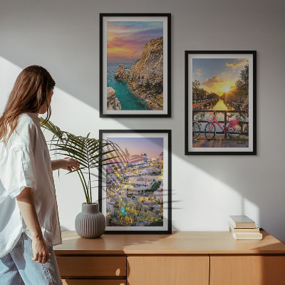 Three-piece wall art piece Seaside views sunset
