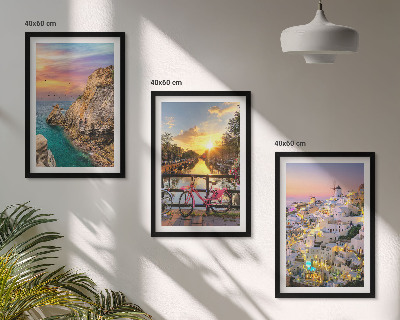 Three-piece wall art piece Seaside views sunset