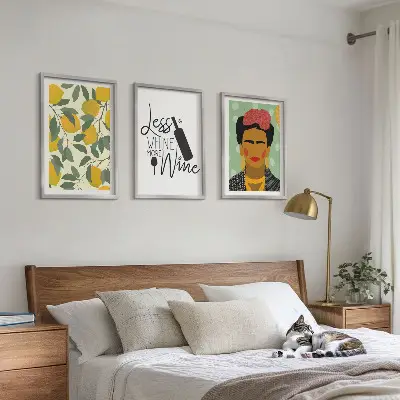 Frida Kahlo portrait with lemons and wine wall art set set of wall art prints