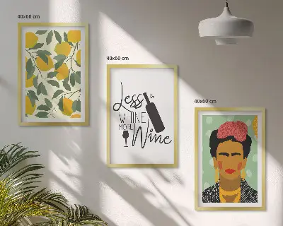 Frida Kahlo portrait with lemons and wine wall art set set of wall art prints