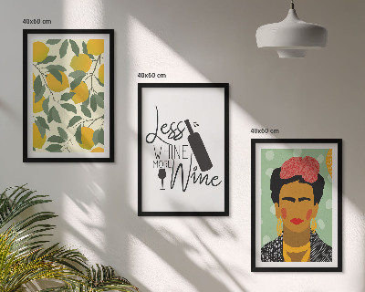 Wall art set Lemons wine portrait of Frida