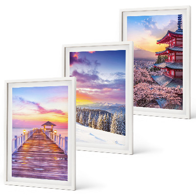 Set of 3 framed wall art pieces Romantic skyscapes