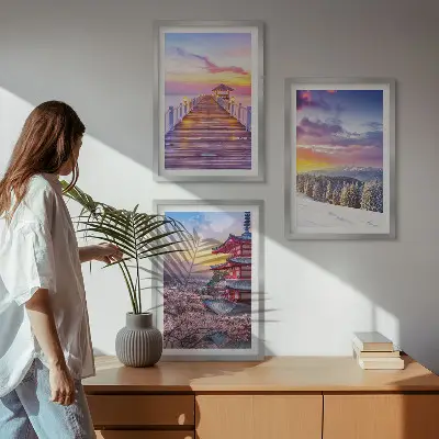 Romantic skyscapes framed wall art set of 3 pieces