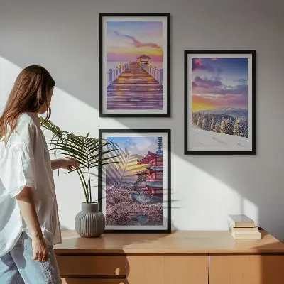 Romantic skyscapes framed wall art set of 3 pieces
