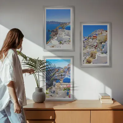 Wall art set landscape architecture in Oia Santorini