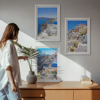 Wall art set landscape architecture in Oia Santorini