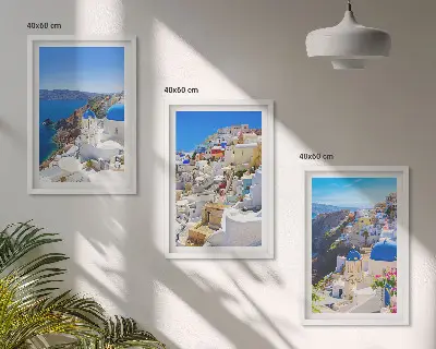 Wall art set landscape architecture in Oia Santorini