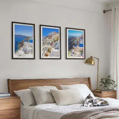 Wall art set landscape architecture in Oia Santorini