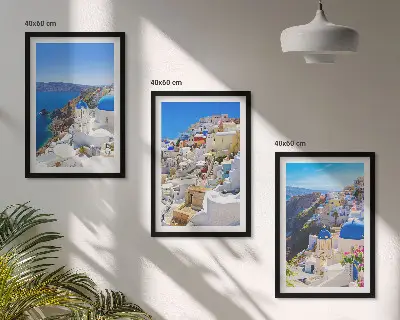 Wall art set landscape architecture in Oia Santorini