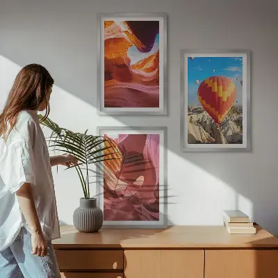Three-piece wall art set desert gorges by balloon view