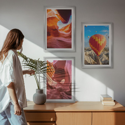 Three-piece wall art piece Desert gorges by balloon