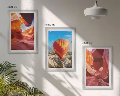Three-piece wall art set desert gorges by balloon view