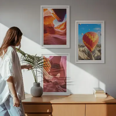 Three-piece wall art set desert gorges by balloon view