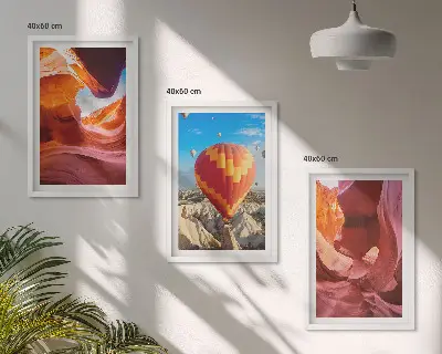 Three-piece wall art set desert gorges by balloon view