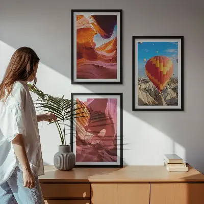 Three-piece wall art set desert gorges by balloon view