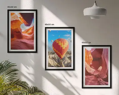 Three-piece wall art set desert gorges by balloon view