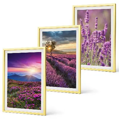 Lavender fields sunset wall art three-piece set