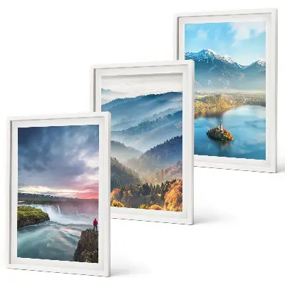 Mountain landscape wall art set featuring waterfalls
