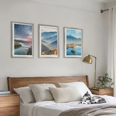 Mountain landscape wall art set featuring waterfalls