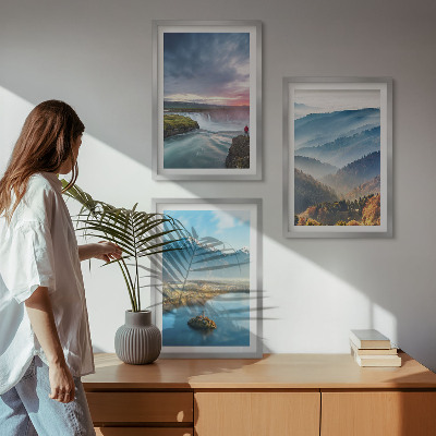 Wall art set Mountain landscapes waterfalls