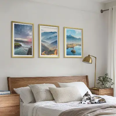 Mountain landscape wall art set featuring waterfalls