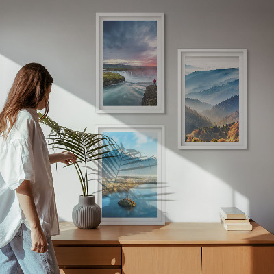 Wall art set Mountain landscapes waterfalls