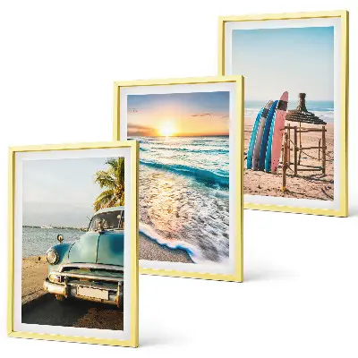 Miami Sunset Vacation Wall Art set of 3 framed pieces