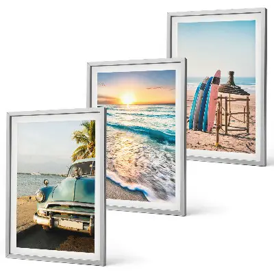 Miami Sunset Vacation Wall Art set of 3 framed pieces