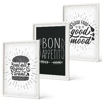 Wall art set featuring food and culinary slogans