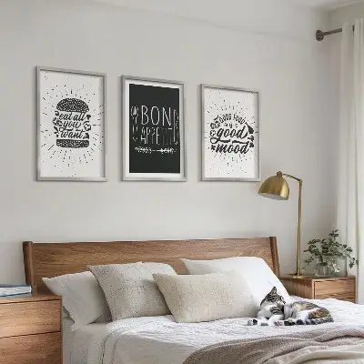 Wall art set featuring food and culinary slogans