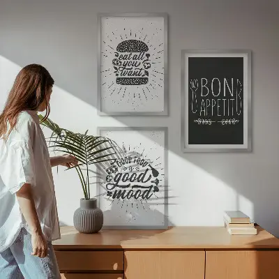 Wall art set featuring food and culinary slogans