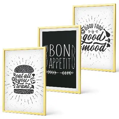 Wall art set featuring food and culinary slogans