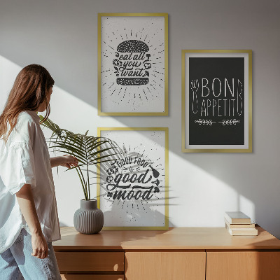 Wall art set Graphics food culinary slogans