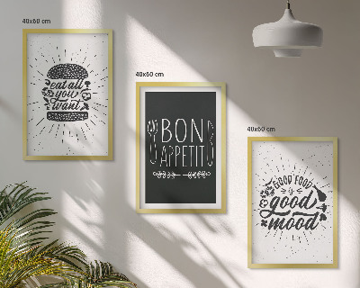 Wall art set Graphics food culinary slogans